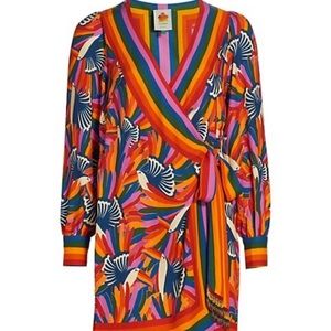 NWT FARM Rio Anthropologie Toucanes Wrap Mini Dress Size Small